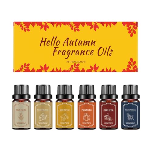 Aceites aromáticos – 6 piezas solubles en agua – Juego de aceites esenciales para aclarar el estado de ánimo, | Fragancias de otoño para invierno, Navidad, Halloween, casa, coche