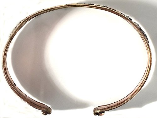 Bracciale Tibetano In Rame Con Mantra Om Mani Peme Hum E Ciondolo Dorje Portafortuna – Largo 17mm - 2