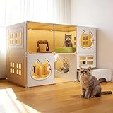 2 Stöckig Große Katzenkäfige für Den Innenbereich mit Katzentoilette, Katzenkäfig für den Innenbereich, Katzenkäfig-Zaunelemente, Einfache Installation, Katzenauslauf für Glückliche Katzenfreunde