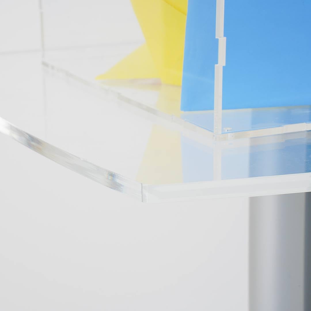 Danieli - Cassetta per Suggerimenti, Donazioni, Votazioni e Buste Matrimonio 30x30 con Chiave e Lucchetto, in Acrilico Trasparente con Tavolino, da Terra.