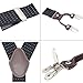 Bioterti Men’s Y-Shaped Heavy Duty Suspenders – 6 Metal Clips, Elastic Straps (Brown-PU Black Dot)
