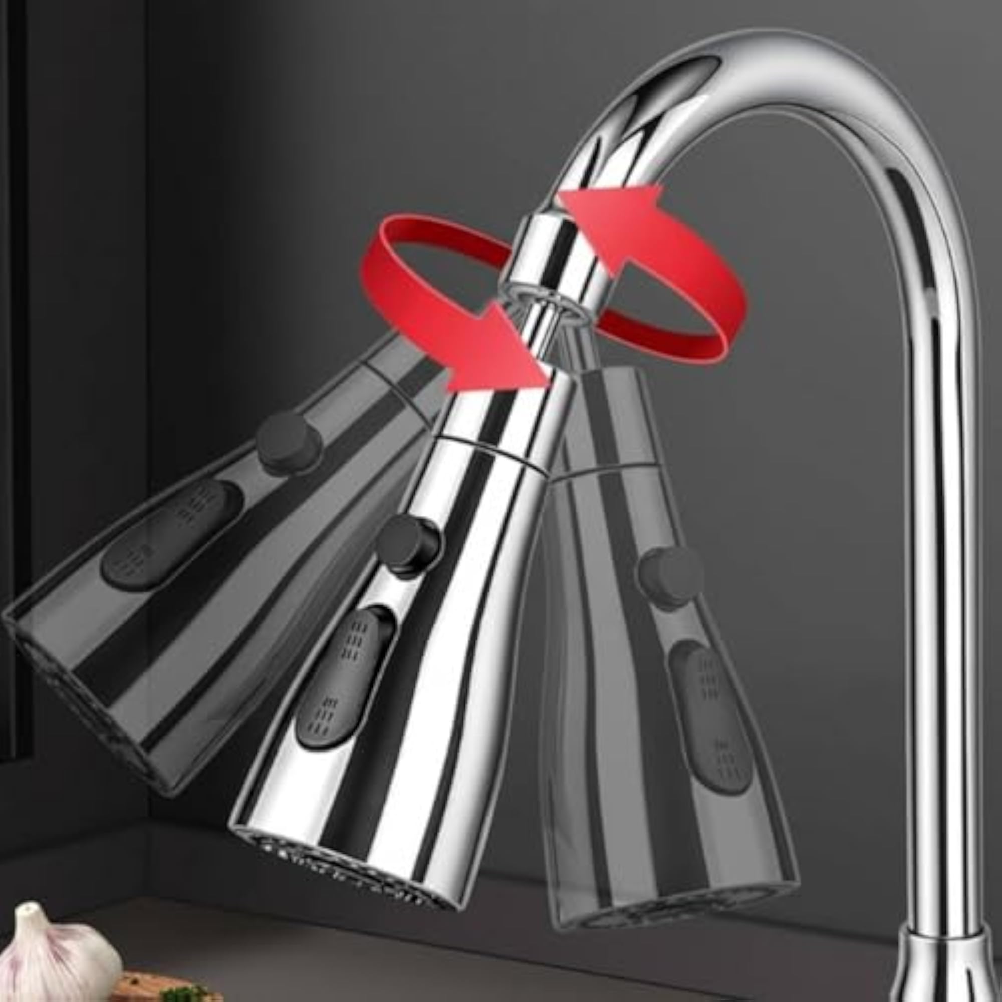 Kitchen Faucet Splash Reducing Sprayer Attachment with Push-Button Switch