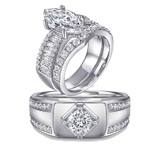 TWO RINGS Wedding Ring Sets His And Hers Promise Ring Couples Bridal Sets Women S925 Sterling Silve Moissanite Man Wedding Bands