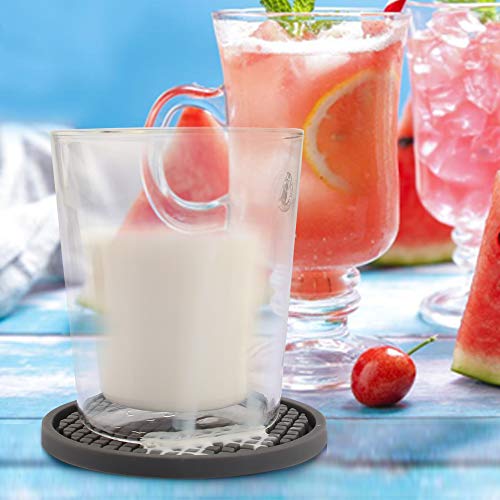 Me.fan Silicone Coasters [6 Pack] Thickened Drink Coasters With Holder - Cup Mat - Non-Slip, Non-Stick, Stay Put, Deep Tray - Prevents Furniture And Tabletop Damages(Gray) #TOP7