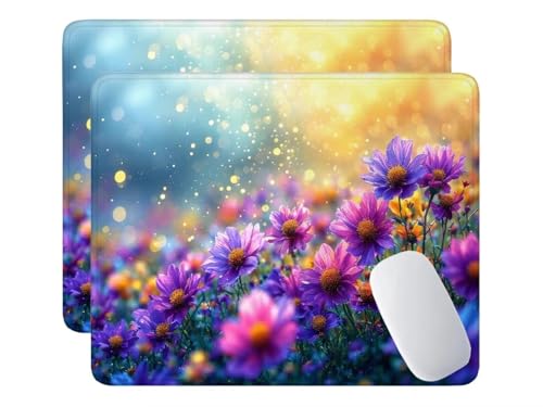 2 Pcs Alfombrilla Ratón Gaming - 24x20 cm Alfombrilla de Ratón Flores con Base Goma Antideslizante, Superficie Impermeable, Bordes Cosidos, Seguimiento Suave y Preciso Alfombrilla Raton u-426