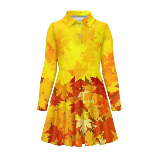 Girls Dresses Size 3-16 Lightweitht Classic Round Neck A-line Dress Casual Long Sleeve Skirts4
