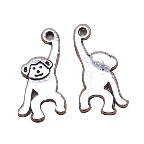 100pcs 16x8mm Antique Silver Color Monkey Charms Pendant For Jewelry