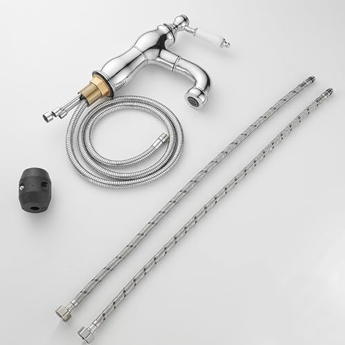 Robinet de lavabo à trou unique avec douchette pour vasque haute - 8