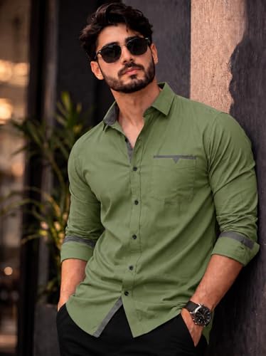Image of Amazon Brand - INKAST Cotton Shirt for Men | Regular Fit Full Sleeve Casual Shirt | Stylish Formal Office Wear Shirts for Men | Soft Comfortable Breathable Cotton Fabric | Fashionable Office Wear