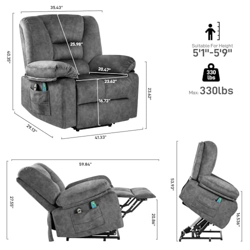 Sillón eléctrico reclinable piel sintética negro miniatura 2