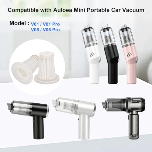 HEPA Filter Replacement compatible with Auloea V01/V06/V01pro/V06pro Portable Mini Car Vacuum Cleaner, Washable Cordless Vacuum Filter Accessories, 6 Pack - 1
