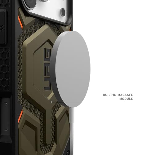 Image of Urban Armor Gear UAG Monarch Pro Magnetic Compatible, Rugged Heavy Duty Shockproof Military Grade Protective Case /Cover Designed for iPhone 17 Pro Max (2025) - Kevlar Element Green