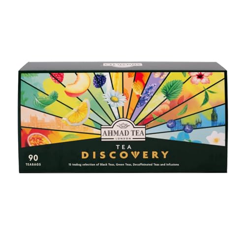Ahmad Tea - Assortimento Degustazione 15 Miscele di Tè, Neri, Verdi, Infusi, e Deteinati, Idea Regalo per Amanti del Tè