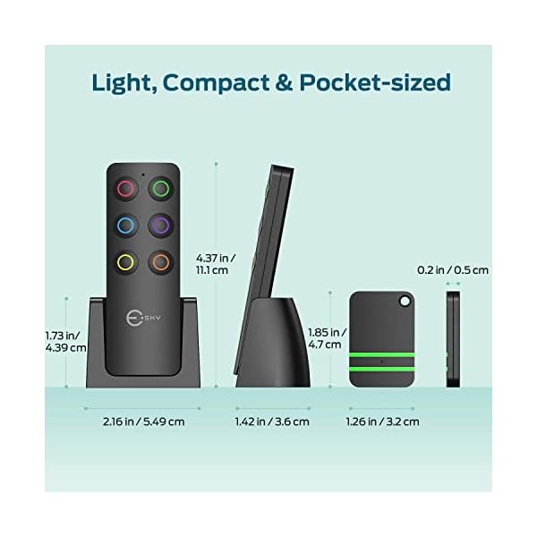 Key-Finder-Esky-80dB-RF-Item-Locator-with-100ft-Working-Range-Wireless-Wallet-Tracker-with-1-Transmitter-and-6-Receivers-for-Finding-Key-Remote-Pet-and-Wallet-Batteries-Included-Black Key-Finder-Esky-80dB-RF-Item-Locator-with-100ft-Working-Range-Wireless-Wallet-Tracker-with-1-Transmitter-and-6-Receivers-for-Finding-Key-Remote-Pet-and-Wallet-Batteries-Included-Black
