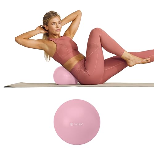 Gaiam Mini Ab Ball, balón inflable anti-reventones de 8 pulgadas para ejercicio de fuerza central, pilates, yoga y terapia física, incluye pajilla de inflado, tapón y guía de ejercicio descargable miniatura 2