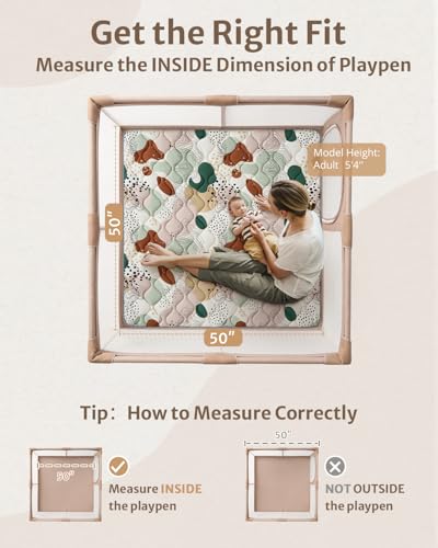 Image of Blissful Diary Baby Play Mats for Floor, 50x50 Inch Crawling Mat for Playpen, Thick Padding Foam Playmats for Babies and Toddlers, Modern Abstract