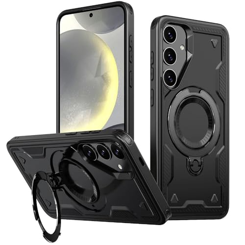 Coque Samsung S24 Plus antichoc armor avec charge magnétique et béquille rotative 360 noire