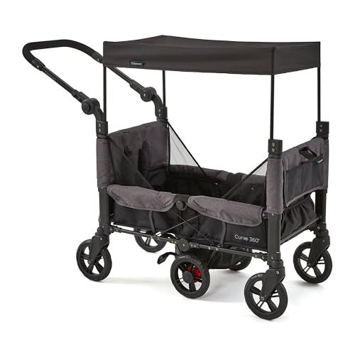 Image of Contours Curve 360 Lightweight Double Baby Stroller Wagon for 2 Kids, Fits Infant Car Seats, Ultra Maneuverable, Easy in and Out for Toddlers with Deep Footwell, Storage Pockets and Adjustable Handle