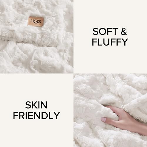 UGG Adalee Faux Fur Throw Blanket Luxury Lightweight Cozy Soft Throw for Couch Bed or Chair Hypoallergenic Machine Washable Double-Sided Fluffy Blanket Home Decor, 50-inch x 70-inch, Natural White - Image 7