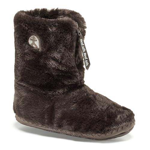 Bedroom Athletics Womens Marilyn Classic Faux Fur Slipper Boot Soft Warm Zip Fastening Memory Foam Durable Machine Washable - Dark Chocolate - UK 5/6