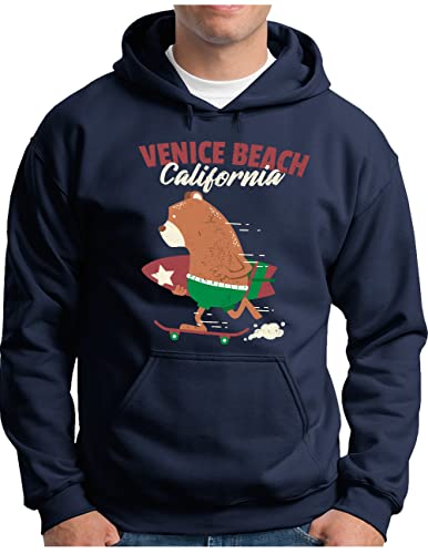 Sweat à capuche grand confort OM3 Cali Bear Surfing homme chaud en taille XL