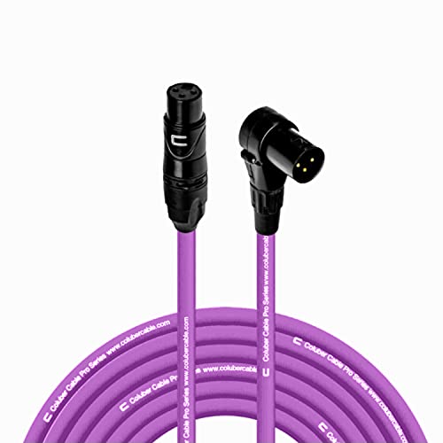 Balanced XLR Cable Female to Right Angle XLR Male - 75 Feet Purple - Pro 3-Pin Microphone Connector for Powered Speakers, Audio Interface or Mixer for Live Performance & Recording