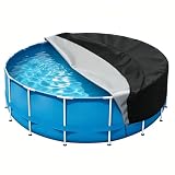 Couverture de Piscine Ronde 190 x 70 CM Couverture de Piscine avec Cordon, PU 420D Anti UV, l'hiver et L'été, Imperméable et Anti poussière Bache Piscine pour D'extérieur