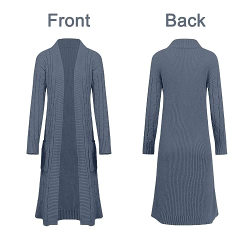 Image of Onedreamer Womens Long Cardigan Sweaters Open Front Cable Knit with Pockets | Chunky Long Sleeve Outerwear, Fall Winter Button Down Coatigan, Oversized Trendy Warm Sweater Coats