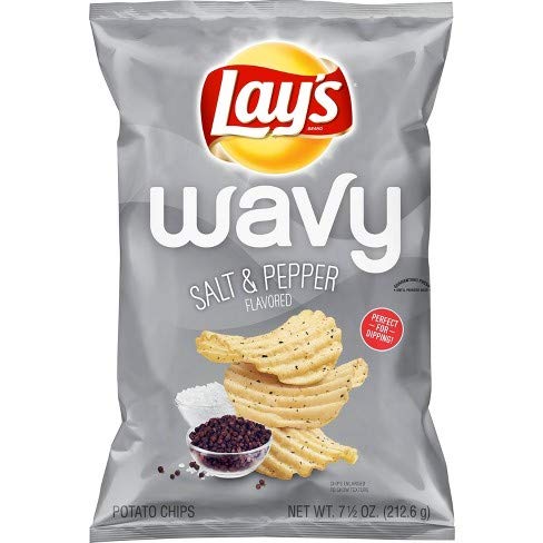 Lay's Wavy Potato Chips, Salt & Pepper, 7.5 Ounce (Pack of 12)