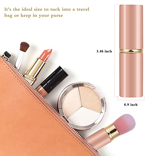 Image of Falliny Retractable Kabuki Makeup Brush, Travel Face Blush Brush, Portable Powder Brush with Cover for Blush, Bronzer, Buffing, Flawless Powder Cosmetics