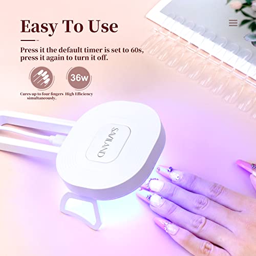 Saviland U V Light For Nails - 36W Portable Handheld Mini U V Led Nail Lamp For Gel Nails Curing All Soak-Off U V Folding Stand Nail Dryer Easy To Use For Nail Art Tool For Home Diy Salon #TOP3