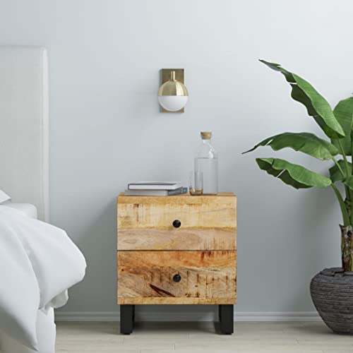 Modern Industrial Bedside Cabinet with Two Drawers in Black and Brown Finish