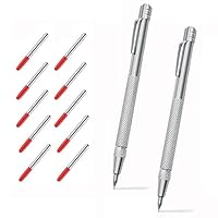 Bamyli 2 Stück Anreißwerkzeug Anreißnadel Reißnadel Wolframcarbid Stift, Anreißnadel Hartmetall mit Magnet für Glas/Metallblech Reißnadel Diamant für Keramik mit 10 Ersatz Red Hat Markierspitzen