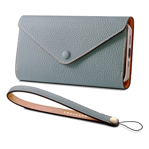 iPhone13 三つ折り 手帳型 ケース 本革 レザー カバー かっこいい おしゃれ カード収納 シンプル 大人 スマホケース 高級 メンズ レディース プレゼント WH-13-IcyBlue アイシーブルー