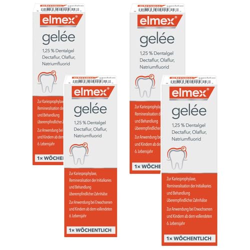 Multipack Set mit Fluorid Zahngel [4x25g] elmex gelee Intensiver Kariesschutz & Zahnschmelz-Stärkung