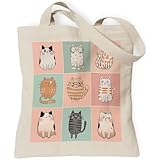 TOTEUSVIA Cat Gifts for Women Tote Bag, Cats Lover Canvas Bag for Shopping Work School