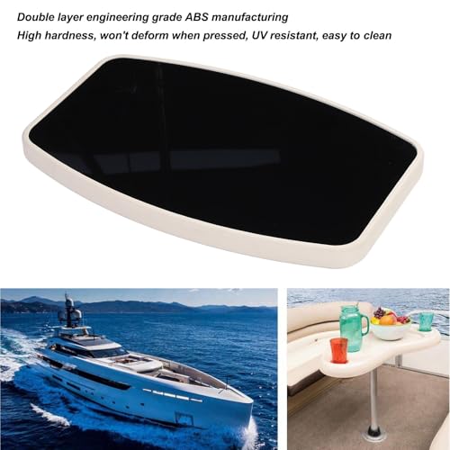 Luocute Abnehmbarer Bootstisch, 600 X 380 Mm, Quadratisch, für Pontons, Bootstisch, Marine-Wohnmobil-Tischplatte, Große Tischplatte aus Acryl mit Verspiegelter Schwarzer Oberfläche,