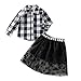 BemeyourBBs Ensemble de vêtements d'automne pour bébé fille à manches longues, sweat-shirt à carreaux, lettres et étoiles, jupe en maille, jupe, haut, Noir , 12-18 mois
