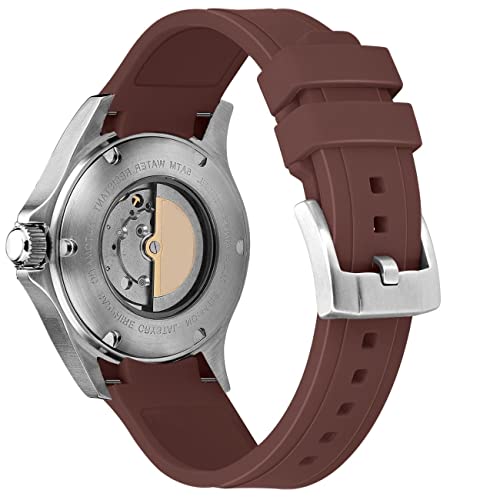 Bracelet de montre silicone 18mm marron Kai Tian aux finitions incurvées élégantes