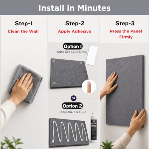Image of Quiet Canvas Hexagon Pinboard, 1x1 ft, Pack of 8, 50 PushPins, (Grey)