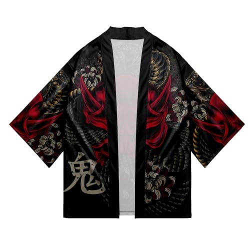 Demon Graphic Japanese Style Traditional Kimono Trendy Cosplay Samurai Male Cardigan Beach Casual Haori Yukata