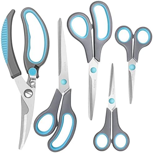 Set 4 Forbici Asdirne - Lame In Acciaio Inox 2cr13, Impugnatura Morbida | Per Casa, Ufficio, Cucina E Scuola