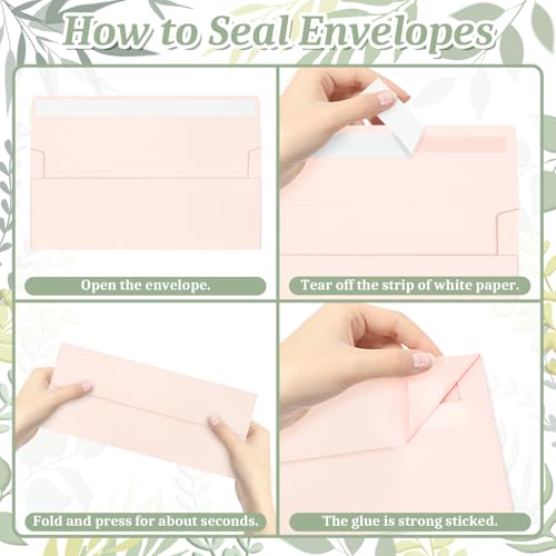 Image of 200 Pcs #10 Light Pink Envelopes Letter Size Self Seal, Business Envelopes