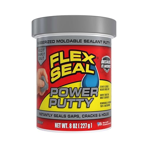 Flex Seal Power Putty Moldable Waterproof Rubberized Sealant Instantly Fills Gaps Cracks or Holes Removable Reusable Works Underwater Pipes Marine Auto RV Metal Plastic Wood Gray 8 oz