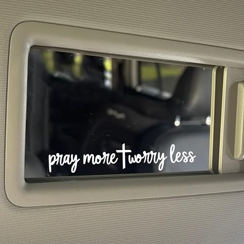 Image of Set 3Pcs Pray More Worry Less Rearview Mirror Decal Christan, Bless, Jesus Bible Stickers, Water Bottle Laptop Sticker Vinyl Waterproof 4x0,6 Inches Car Decals New Car Accessories for Mom Dad Friend