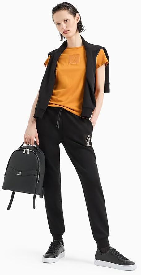 Armani Exchange womens Slim Fit Silk Patch Monogram Logo Tee - Image 4