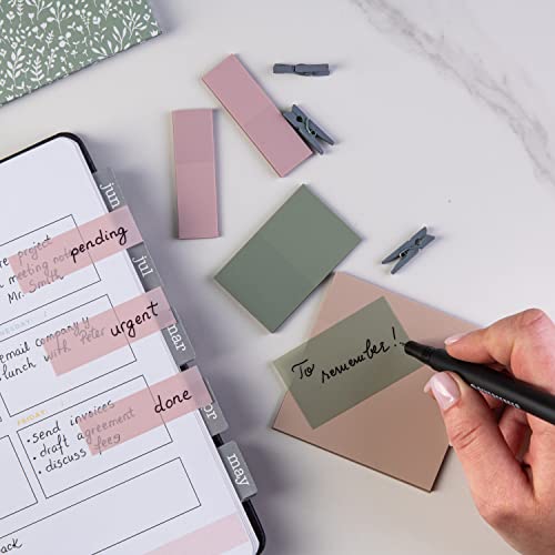 DiverseBee Transparent Sticky Notes (Includes Quick Dry Pen), Cute Clear Sticky Tabs, Translucent Page Flags Book Markers Stickers, Planner Accessories Bible Journaling Study Office Supplies (Pastel) - Image 4