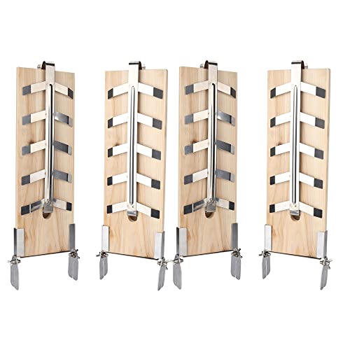 Daromigo Lot de 4 planches à saumon flammé avec support stable en acier inoxydable, 5 niveaux réglables, planche à fumer pour brasero, barbecue sphérique, brasero, brasero, fumoir, barbecue Cover