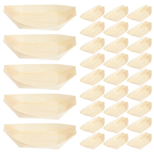 Platos desechables de madera para sushi 100 pcs miniatura 1