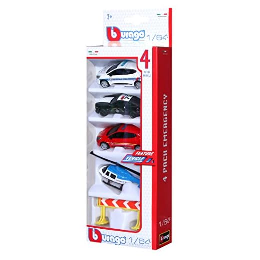 Bburago Maisto France 59058 - Coches en Miniatura (4 Unidades, 1/64 + Accesorios)